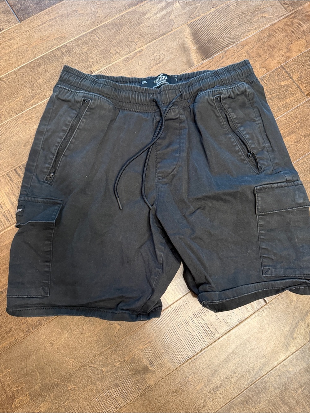 Hollister Black Cargo Knit Drawstring Shorts